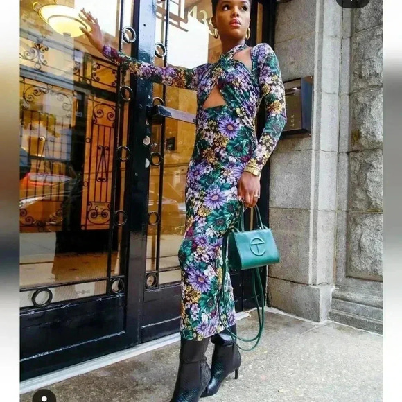 AFRM floral wrap front peek a boo mesh dress - Picture 11 of 16